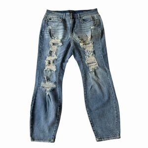 Judy Blue Women's Size 14 Boyfriend Fit Distressed Stretch Denim Jeans